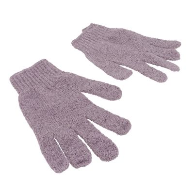 Beatifufu Purple Five Finger Bath Exfoliating Gloves for Men Women Stretchy Body Scrub Mitts Dual-sided Shower Scrubber Suitable for Spa Massage Dead Skin Removal