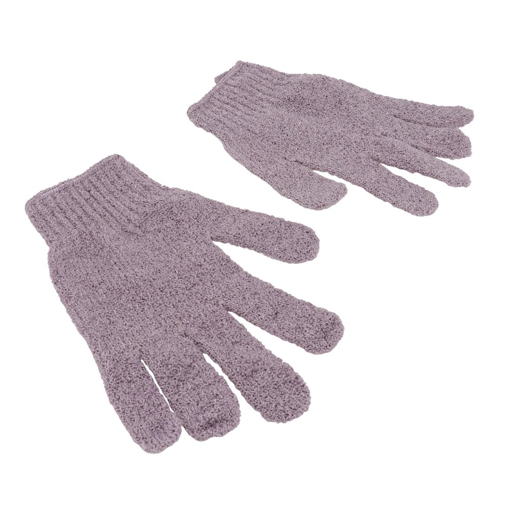 Beatifufu Purple Five Finger Bath Exfoliating Gloves for Men Women Stretchy Body Scrub Mitts Dual-sided Shower Scrubber Suitable for Spa Massage Dead Skin Removal