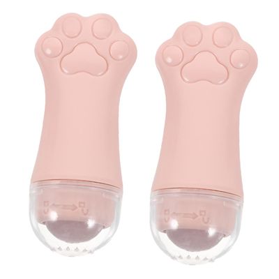 Beatifufu 2 Pcs Dual-function Cat Paw Face Massage Rollers Pink Portable Facial Massage Tool for Skin Soothing Enhances Serum Absorption Versatile Use for Jawline Cheeks Forehead Undereye