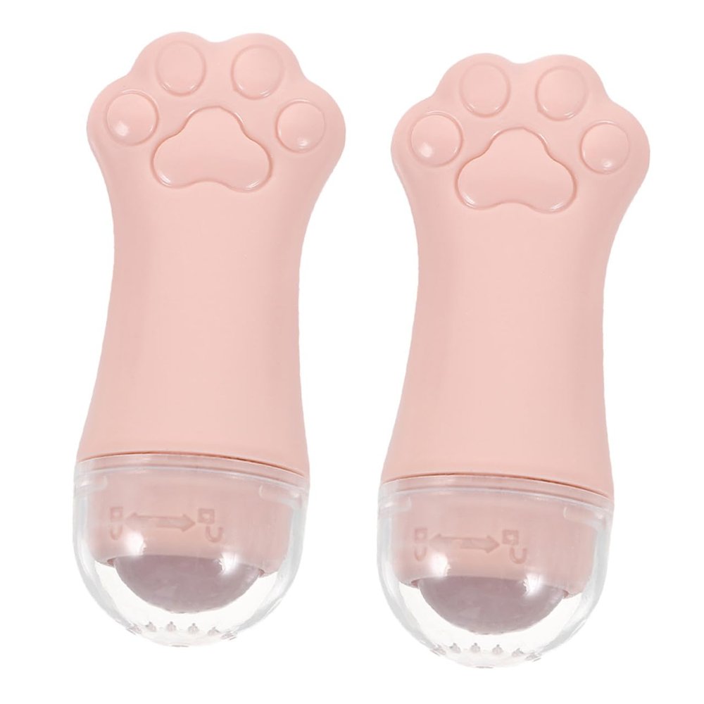 Beatifufu 2 Pcs Dual-function Cat Paw Face Massage Rollers Pink Portable Facial Massage Tool for Skin Soothing Enhances Serum Absorption Versatile Use for Jawline Cheeks Forehead Undereye