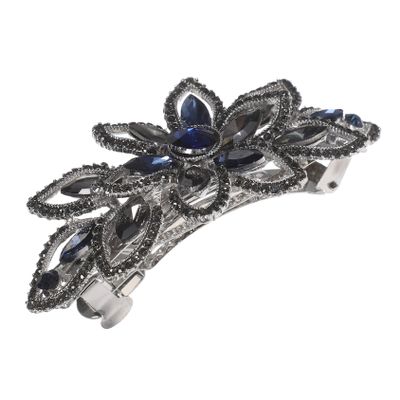 Beatifufu Floral Rhinestone Hair Barrette for Women Elegant Metal Flower Clip with Strong Spring Mechanism Versatile Styling for Thick and Thin Hair for Bridal and Everyday Use