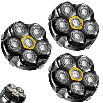 Magnetic 6 Blades Head Shaver Replacement Heads for Many 6D Magnetic Electric Razor,Magnetic 6D Blade Head Compatible with Head Shavers for Bald Men. (3PCS)