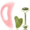 BAIMEI IcyMe Gua Sha Jade Roller Set and Resin Gua Sha Tool with Handle - Full Body Facial Skincare Kit for Puffiness Relief Self Care Gift view 1