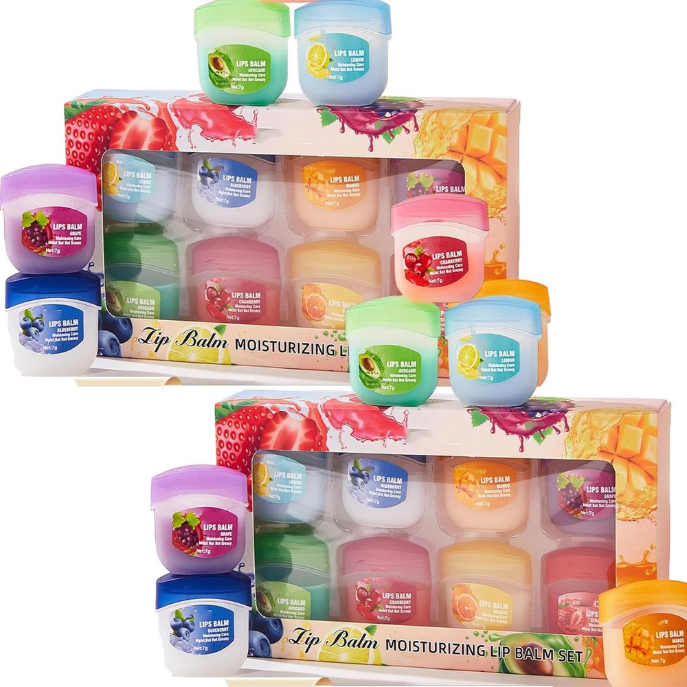 8Pcs Fruit Flavored Lip Care Set,Lip Balm Set,Mini Lip Balm Anti Chapping Lip Mmoisturizers,Moisturizing & Repairing (16pcs)