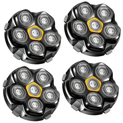 Magnetic 6 Blades Head Shaver Replacement Heads for Many 6D Magnetic Electric Razor,Magnetic 6D Blade Head Compatible with Head Shavers for Bald Men. (4PCS)