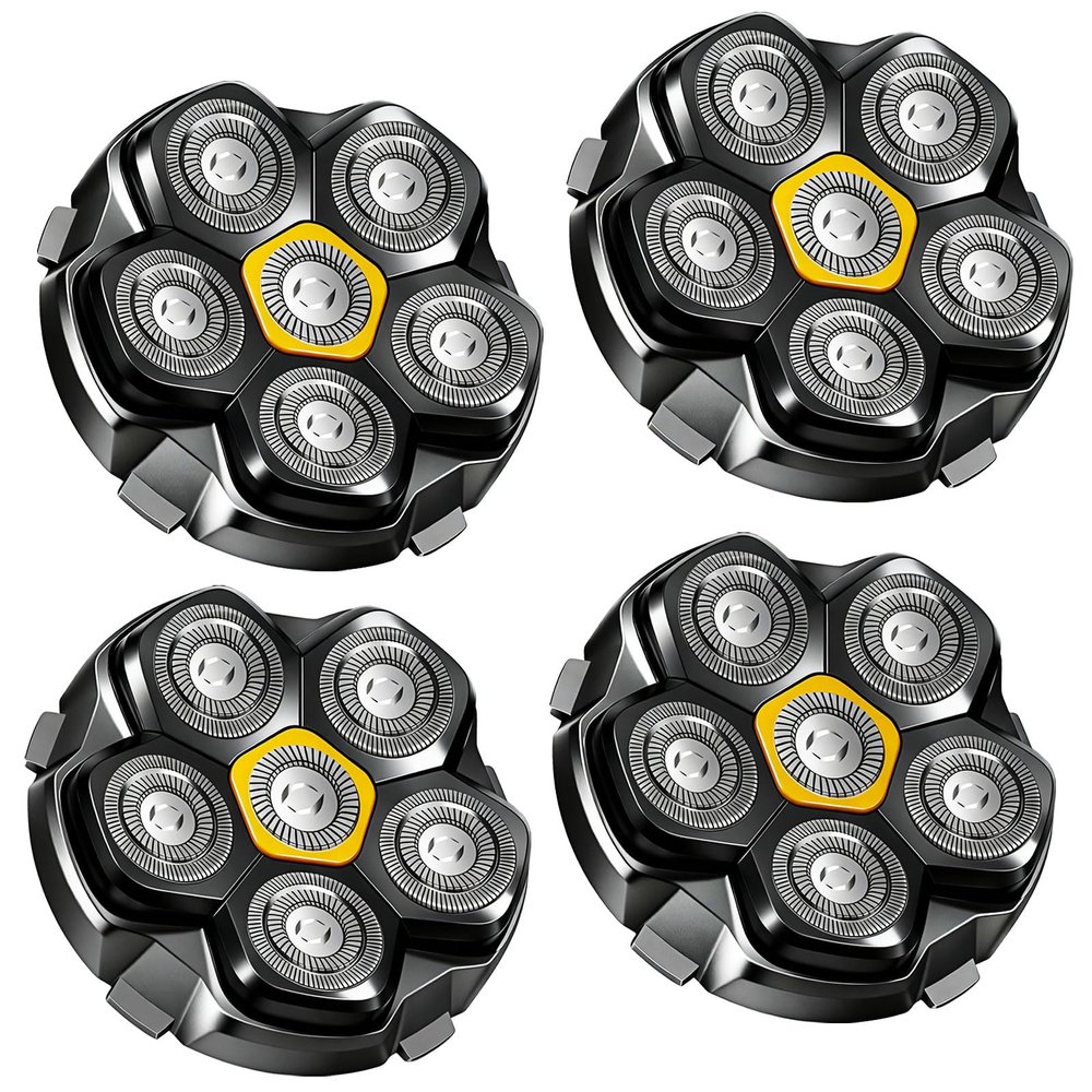 Magnetic 6 Blades Head Shaver Replacement Heads for Many 6D Magnetic Electric Razor,Magnetic 6D Blade Head Compatible with Head Shavers for Bald Men. (4PCS)