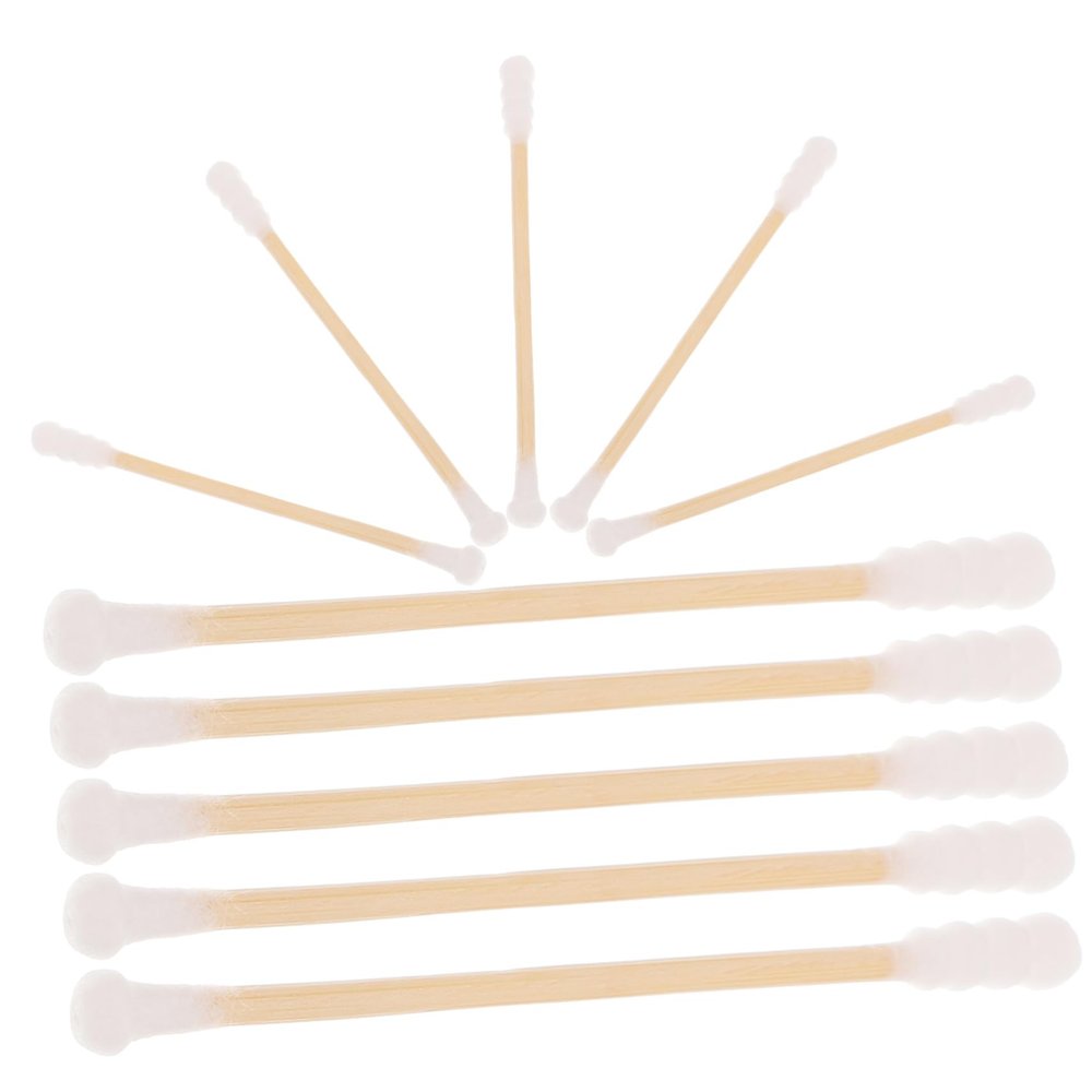 Beatifufu 100 pcs Dual-ended Disposable Cotton Swabs with Sticks Soft Spiral Mushroom Tips for Ear Cleaning Skin-friendly Comfortable Grip Portable Storage Box for Hygiene