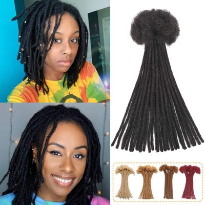 0.8 cm Loc Extensions Human Hair 100 Strands 8 Inch Dreadlock Extensions Human Hair Dreads Extensions Loc Extensions for Men Women Kids Real Human Hair Locs 1B Natural Black Handmade Locs