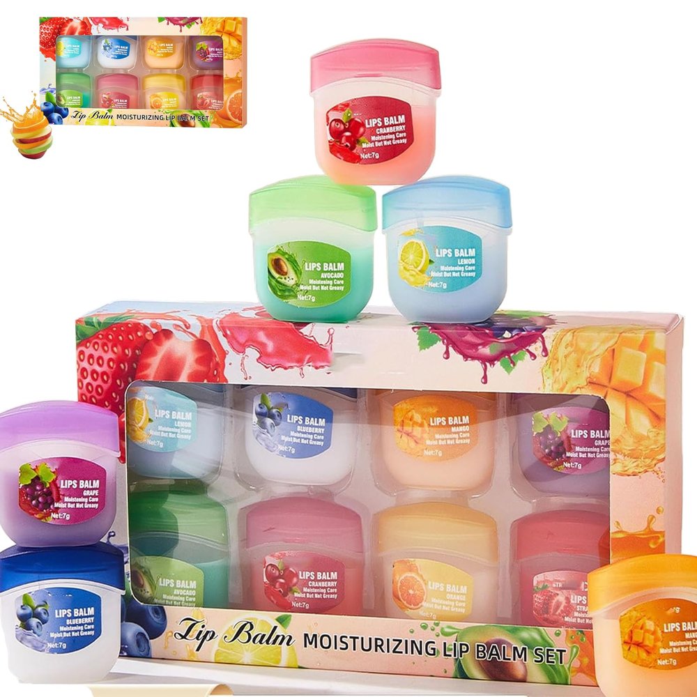 8Pcs Fruit Flavored Lip Care Set,Lip Balm Set,Mini Lip Balm Anti Chapping Lip Mmoisturizers,Moisturizing & Repairing (8pcs)