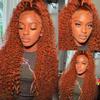 YINGRUN Curly Human Hair Wig 136 Deep Wave Lace Front Wigs Human Hair 180 Density Deep Wave Wigs with Hairline Ginger Wig Human Hair 350# Colored 24 Inch view 4