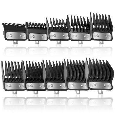 10Pcs Clipper Guards Set for Wahl Clipper Guards Set with Metal ClipProfessional Hair Clipper Guards Cutting Guides Compatible with Most Wahl Clippers from 1/16" to 1"(Black