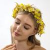 Missgrace Floral Crown Women Purple Orange Pink Green Boho Floral Headpiece with Green Leaves Charming Fairy Flower Headband for Wedding Photo Shoot Festivals Headpiece (Yellow) view 1