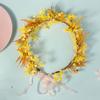Missgrace Floral Crown Women Purple Orange Pink Green Boho Floral Headpiece with Green Leaves Charming Fairy Flower Headband for Wedding Photo Shoot Festivals Headpiece (Yellow) view 2