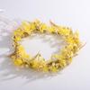Missgrace Floral Crown Women Purple Orange Pink Green Boho Floral Headpiece with Green Leaves Charming Fairy Flower Headband for Wedding Photo Shoot Festivals Headpiece (Yellow) view 3