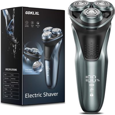 Electric Razor for Men IPX7 Waterproof Shaver - 4D Flex Precision Blades with Pop-Up Trimmer, 1.5H Fast Charge Light Blue