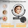 GURUN Wall Mounted Hardwired Makeup Mirror with 3 Tones LED Lights 10x Magnifying Mirror for Bathroom Bedroom 13" Extendable Arm Direct Wire Black Finish M1809DB(10x,Black) view 2
