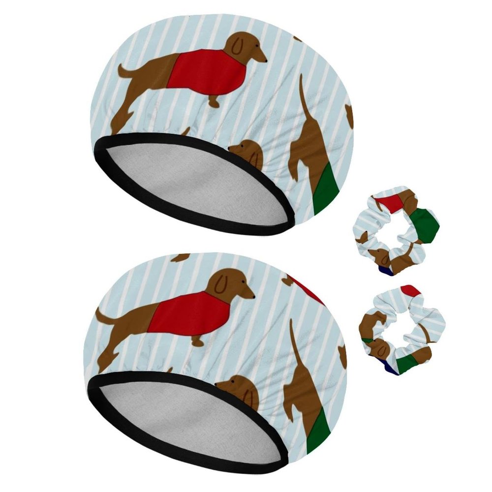 2 Sets Large name) Shower Caps for Women, Waterproof Shower Cap Double Layers Bath Caps for Women Long Thick Hair