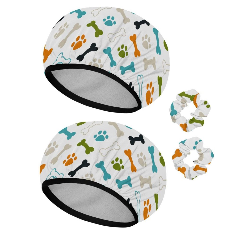2 Sets Large name) Shower Caps for Women, Waterproof Shower Cap Double Layers Bath Caps for Women Long Thick Hair