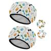 2 Sets Large name) Shower Caps for Women, Waterproof Shower Cap Double Layers Bath Caps for Women Long Thick Hair view 1