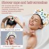 2 Sets Large name) Shower Caps for Women, Waterproof Shower Cap Double Layers Bath Caps for Women Long Thick Hair view 2