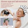 2 PCS Reusable Shower Caps with 2 Satin Scrunchies for Women, Large Waterproof Shower Bonnet Washable Elastic Band Bath Hair Hat for Long Hair, Tropical Leaf view 2