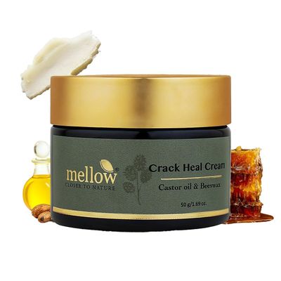 Mellow Herbal Crack Heal Foot Cream | Ayurvedic for Cracked Heels & Dry Skin | Enriched with Beeswax, Sesame Oil & Castor Oil | Deep Nourishment & Fast Healing | Paraben-Free & Ayush Certified | 50g