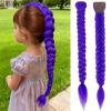 24 Inch Long Purple Braid Ponytail Extensions Pre Stretched Purple Hair Extensions for Braids Easy Clip in Ponytail for Cosplay Halloween Costume(24 Inch) view 1