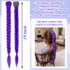24 Inch Long Purple Braid Ponytail Extensions Pre Stretched Purple Hair Extensions for Braids Easy Clip in Ponytail for Cosplay Halloween Costume(24 Inch) view 4