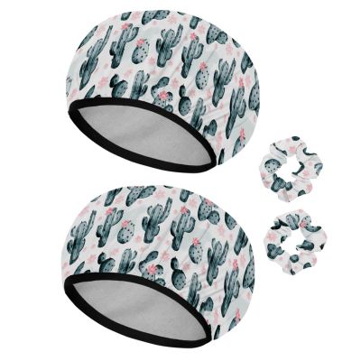 2 Sets Large name) Shower Caps for Women, Waterproof Shower Cap Double Layers Bath Caps for Women Long Thick Hair