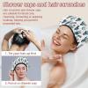 2 Sets Large name) Shower Caps for Women, Waterproof Shower Cap Double Layers Bath Caps for Women Long Thick Hair view 2