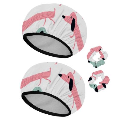 2 Sets Large name) Shower Caps for Women, Waterproof Shower Cap Double Layers Bath Caps for Women Long Thick Hair
