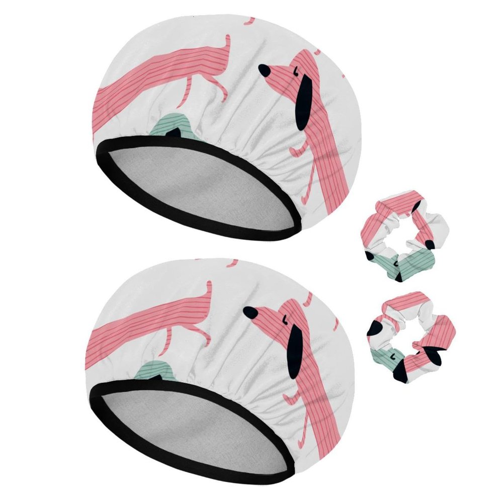 2 Sets Large name) Shower Caps for Women, Waterproof Shower Cap Double Layers Bath Caps for Women Long Thick Hair
