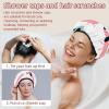 2 Sets Large name) Shower Caps for Women, Waterproof Shower Cap Double Layers Bath Caps for Women Long Thick Hair view 2