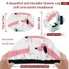 2 Sets Large name) Shower Caps for Women, Waterproof Shower Cap Double Layers Bath Caps for Women Long Thick Hair view 3