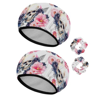 2 Sets Large name) Shower Caps for Women, Waterproof Shower Cap Double Layers Bath Caps for Women Long Thick Hair