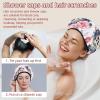2 Sets Large name) Shower Caps for Women, Waterproof Shower Cap Double Layers Bath Caps for Women Long Thick Hair view 2