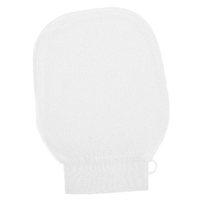 COOLHIYA Gentle Exfoliating Bath Mitt for Sensitive Skin Reusable Dead Skin Remover Glove with Soft Faux Fiber Comfortable Shower Scrubber for Body Exfoliation White