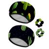 2 PCS Reusable Shower Caps with 2 Satin Scrunchies for Women, Large Waterproof Shower Bonnet Washable Elastic Band Bath Hair Hat for Long Hair, Mexican Cactus (5) view 1
