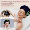 2 PCS Reusable Shower Caps with 2 Satin Scrunchies for Women, Large Waterproof Shower Bonnet Washable Elastic Band Bath Hair Hat for Long Hair, Mexican Cactus (5) view 2