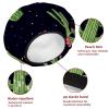 2 PCS Reusable Shower Caps with 2 Satin Scrunchies for Women, Large Waterproof Shower Bonnet Washable Elastic Band Bath Hair Hat for Long Hair, Mexican Cactus (5) view 4