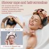 2 PCS Reusable Shower Caps with 2 Satin Scrunchies for Women, Large Waterproof Shower Bonnet Washable Elastic Band Bath Hair Hat for Long Hair, Cow pig sheep horse chicken donkey (6) view 2