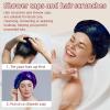 2 PCS Reusable Shower Caps with 2 Satin Scrunchies for Women, Large Waterproof Shower Bonnet Washable Elastic Band Bath Hair Hat for Long Hair, jellyfish in the ocean (2) view 2