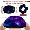 2 PCS Reusable Shower Caps with 2 Satin Scrunchies for Women, Large Waterproof Shower Bonnet Washable Elastic Band Bath Hair Hat for Long Hair, jellyfish in the ocean (2) view 3