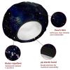 2 PCS Reusable Shower Caps with 2 Satin Scrunchies for Women, Large Waterproof Shower Bonnet Washable Elastic Band Bath Hair Hat for Long Hair, jellyfish in the ocean (2) view 4