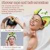 2 PCS Shower Cap for Women, avocados sprouts (1) Shower Caps + 2 Satin Scrunchies, Waterproof Bath Caps Elastic and Reusable Hair Cap for Shower view 2