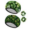 2 PCS Reusable Shower Caps with 2 Satin Scrunchies for Women, Large Waterproof Shower Bonnet Washable Elastic Band Bath Hair Hat for Long Hair, St.Patrick's Day (6) view 1