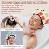 2 PCS Reusable Shower Caps with 2 Satin Scrunchies for Women, Large Waterproof Shower Bonnet Washable Elastic Band Bath Hair Hat for Long Hair, Cute Dental - 2024-12-10T165339.141 view 2