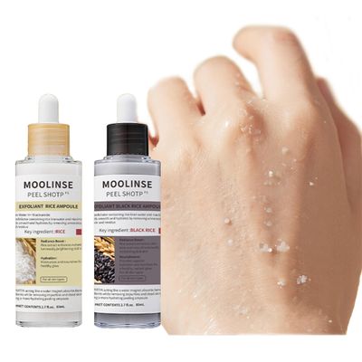 Black & White Rice Exfoliating Ampoule Duo | 2025 Upgrade Gentle Face & Body Scrub with Rice Extract & Niacinamide | Blackhead Remover, Pore Minimizer & Deep Hydration for All Skin Types