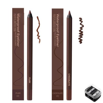 Cveppu Chocolate And Plum Eyeliner Duo,Wavearnn 24 Hr Waterproof Eyeliner Duo Sharpenable Eye Pencil,Eyeliners Duos Chocolate And Plum, Long-Lasting No Smudging