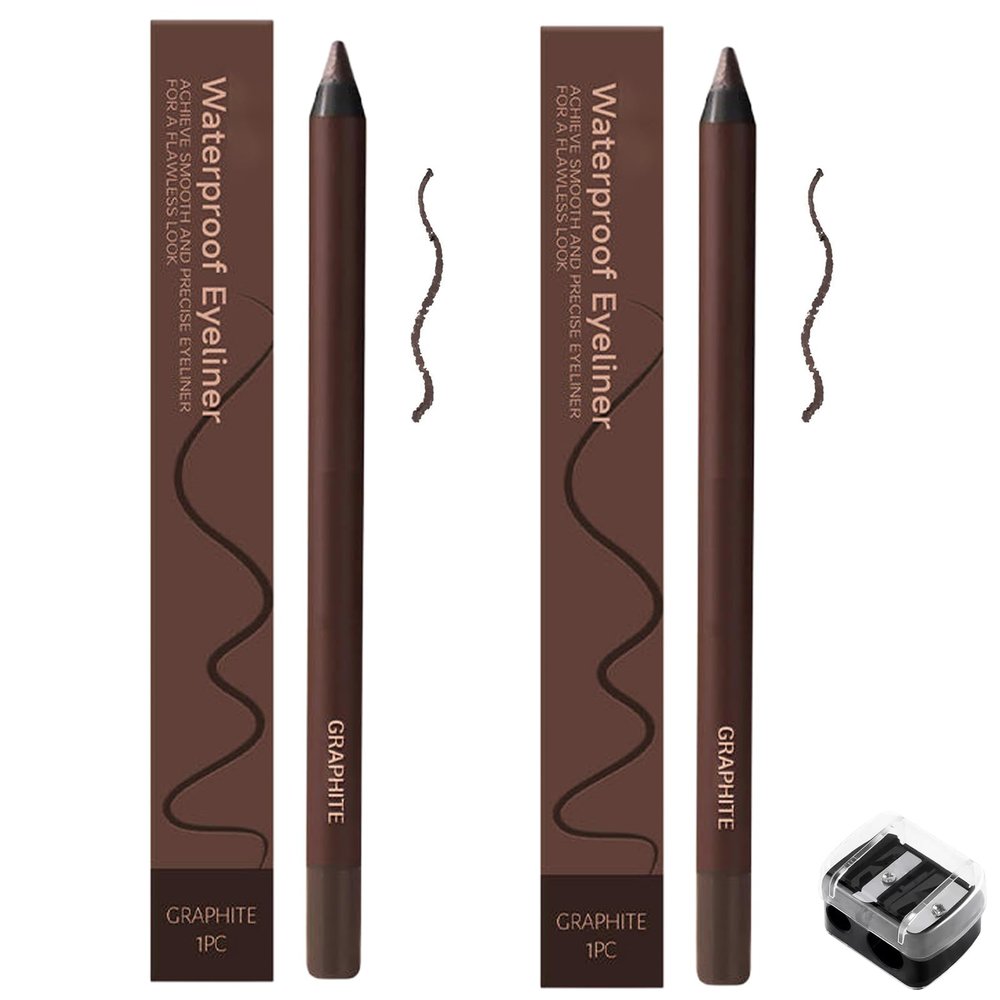 Cveppu Chocolate And Plum Eyeliner Duo,Wavearnn 24 Hr Waterproof Eyeliner Duo Sharpenable Eye Pencil,Eyeliners Duos Chocolate And Plum, Long-Lasting No Smudging